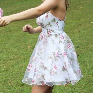 White Dress with Flower Details